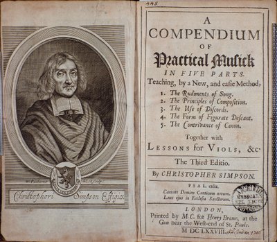 Portada del Compendio de música práctica con retrato de Christopher Simpson de Unknown artist