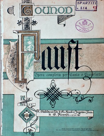 Portada de Fausto, ópera por Charles Gounod de Unknown artist