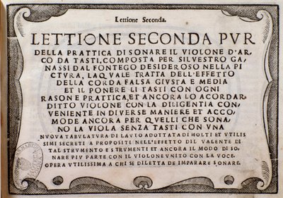 Portada de Lettione Seconda de Silvestro Ganassi dal Fontego de Unknown artist