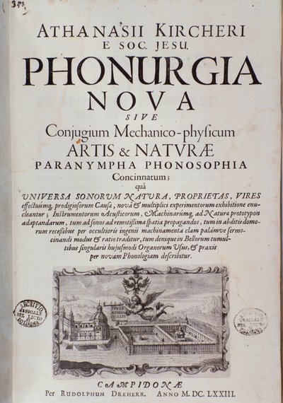 Frontispicio de Phonurgia nova (1673) de Unknown artist