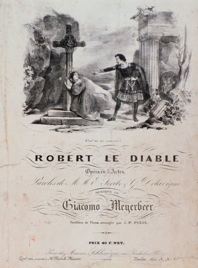 Frontispicio de Robert le diable, ópera por Meyerbeer (siglo XIX) de Unknown artist