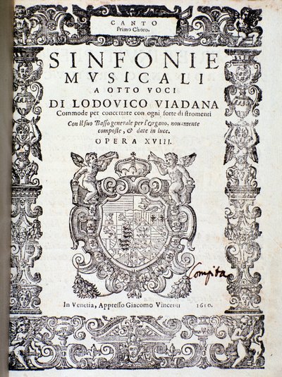 Portada de la partitura musical de Sinfonie musicali de Ludovico Viadana de Unknown artist