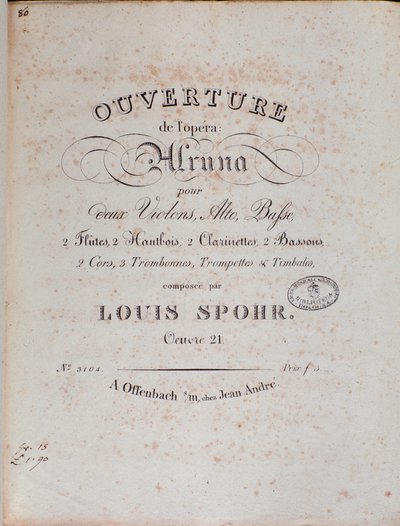 Portada de la partitura de la obertura de Alruna de Louis Spohr de Unknown artist