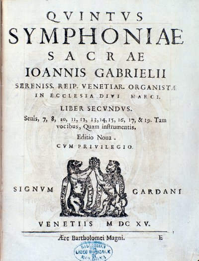 Portada del segundo libro de Sacrae symphoniae de Giovanni Gabrieli de Unknown artist