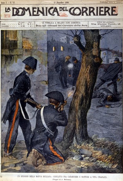 Fusilamiento entre carabineros y mafiosos en la región de Trapani en Sicilia en 1899 de Unknown artist