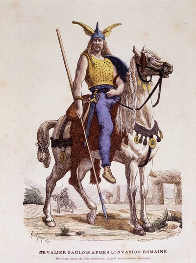 Jinete galo después de la invasión romana - en “Trajes de París a través de los siglos” de Unknown artist