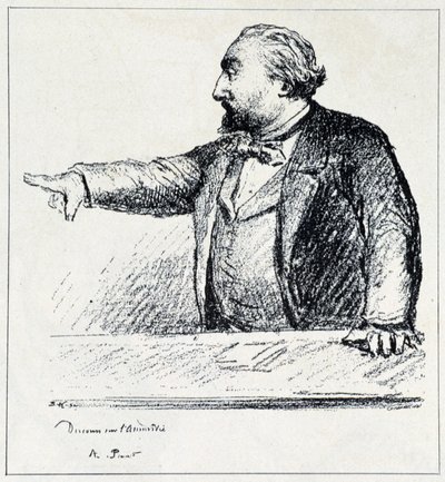 Gambetta dando su discurso sobre la Amnistía de Unknown artist