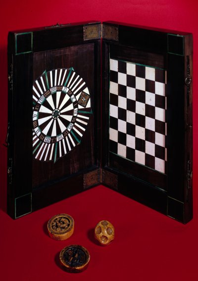 Caja de juego hecha de nogal, marfil y ébano. Finales del siglo XV de Unknown artist