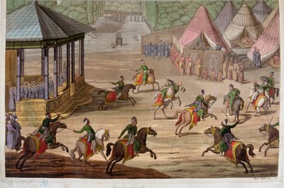 Juego del jirid en el Imperio Otomano - en “El Traje Antiguo y Moderno” de Jules Ferrario de Unknown artist