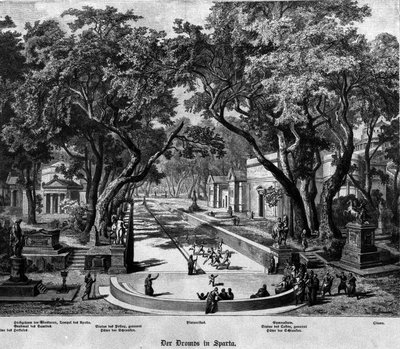 Juegos en Esparta (Grecia) en la Antigüedad. Grabado del siglo XIX de Unknown artist