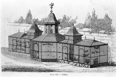 Aviario de jardín. grabado de Unknown artist