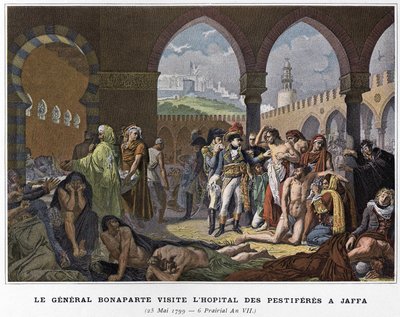 El General Bonaparte visitó el Hospital de los Apestados en Jaffa el 25 de mayo. de Unknown artist