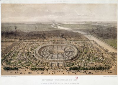Vista general de la Exposición Mundial de 1867 tomada desde Trocadero en París de Unknown artist