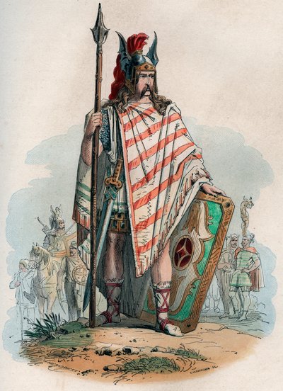 Jefe germano (los bárbaros alemanes). Grabado de 1868 en “Histoire de Belgique desde tiempos primitivos hasta el final del reinado de Leopoldo I” por Theodore Juste (1818-1888). Colección privada. de Unknown artist