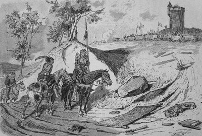 Guerra de los campesinos alemanes (1524-1526): Carruajes de campesinos en Koenigshofen, Alemania de Unknown artist