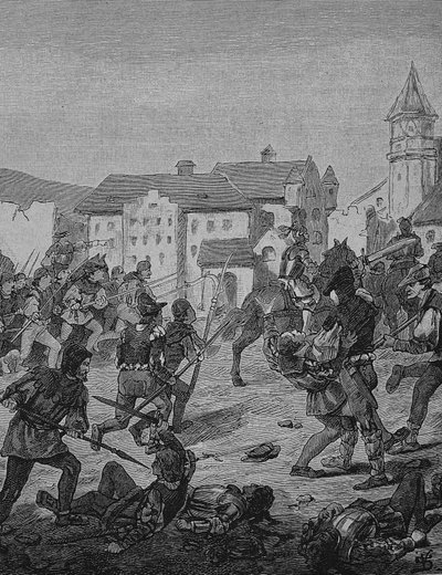 Guerra de los campesinos alemanes (1524-1526): Asalto de Weinsberg de Unknown artist