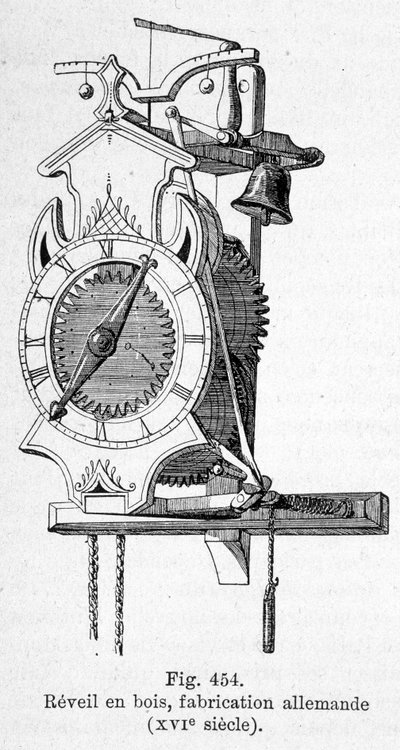 Reloj despertador de madera alemán de Unknown artist