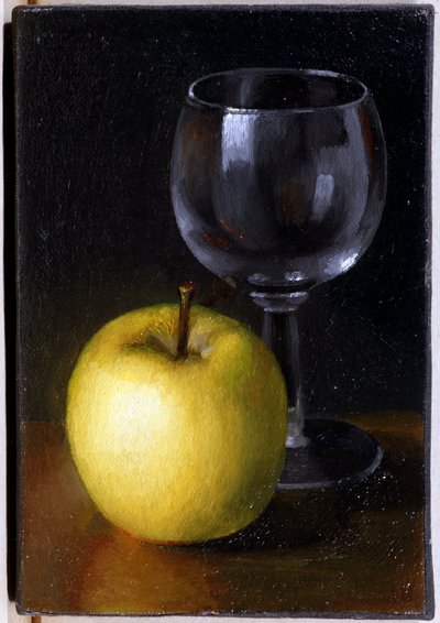 Vaso y manzana amarilla de Unknown artist