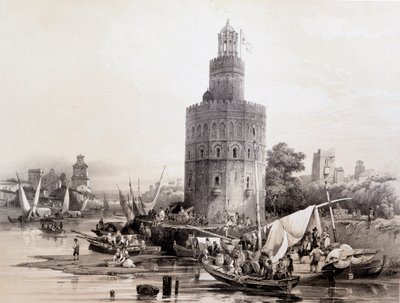 Torre del Oro, Sevilla, España artística y monumental de sitios y monumentos famosos de España por Don Genaro Pérez de Villa de Unknown artist