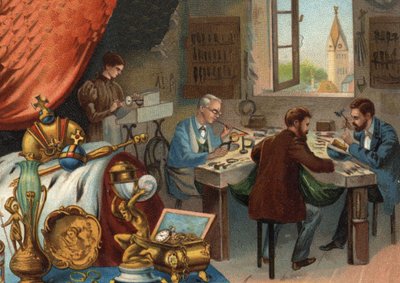 Taller de orfebrería, joyero: soldadura y cincelado de oro de Unknown artist
