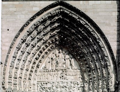 Arte gótico: detalle del portal central de la Catedral de Notre Dame de París de Unknown artist