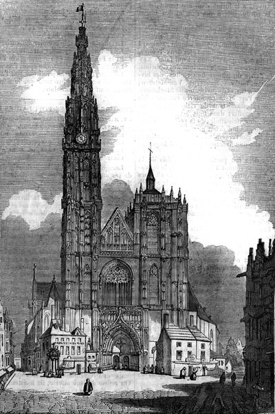 Arquitectura gótica: vista de la Catedral de Notre Dame de Amberes (estilo gótico) de Unknown artist