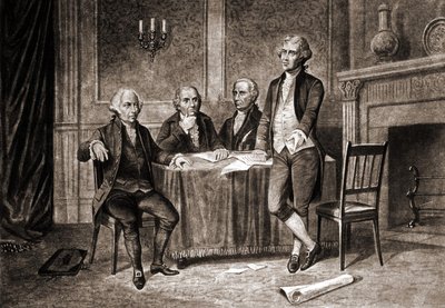 Gobernador Morris (1752-1816), con Adams, Hamilton y Jefferson de Unknown artist