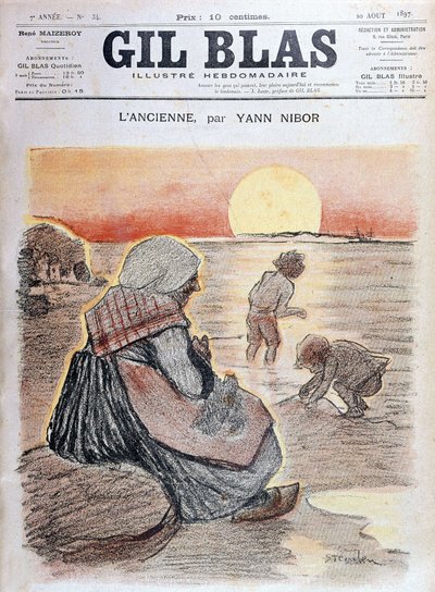 Abuela y niños en el atardecer, “Gil Blas” 20 de agosto de Unknown artist
