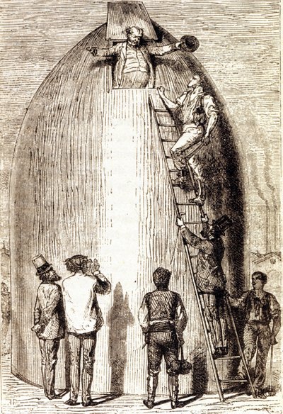Grabado en “De la Tierra a la Luna” por Jules Verne de Unknown artist