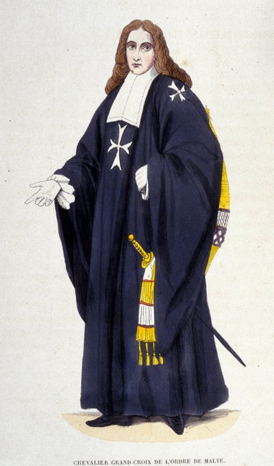 Gran Caballero - Cruz de la Orden de Malta grabado del siglo XIX de Unknown artist
