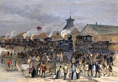 Gran huelga ferroviaria en 1877, Bloqueo de locomotoras en Martinsburg, Virginia Occidental de Unknown artist