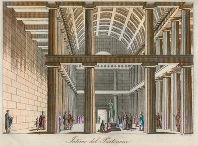 Civilización griega - Reconstrucción ideal del Partenón en Atenas - grabado de “Usi e Costumi di Tutti i Popoli dell