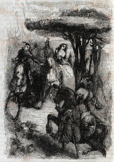 Grifón se encuentra con Origille - grabado de 1851 de 