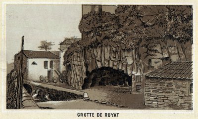 Gruta de Royat (Puy-de-Dome y la región de Auvernia). Cromolitografía de finales del siglo XIX. de Unknown artist