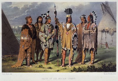 Grupo de seis jefes indios - en “Wandering of an artist among the indians of north america” de Paul Kane, Longmans & Roberts, Londres de Unknown artist