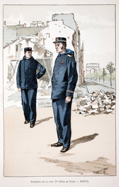 Guardianes de la paz (primer sitio de París 1870-1871). Ilustración de “Histoire du corps des gardiens de la paix” de Unknown artist