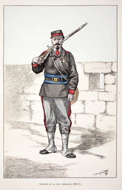 Guardianes de la Paz movilizados (1870-1871). Ilustración de “Histoire du corps des gardiens de la paix” de Unknown artist