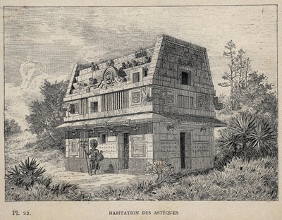 Habitation des Asteques - grabado de 1889 en 