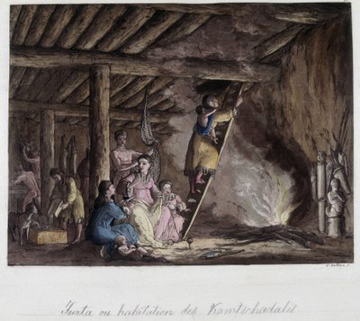 Habitación de los kamtschadales, Siberia. En “El traje antiguo y moderno” de Unknown artist
