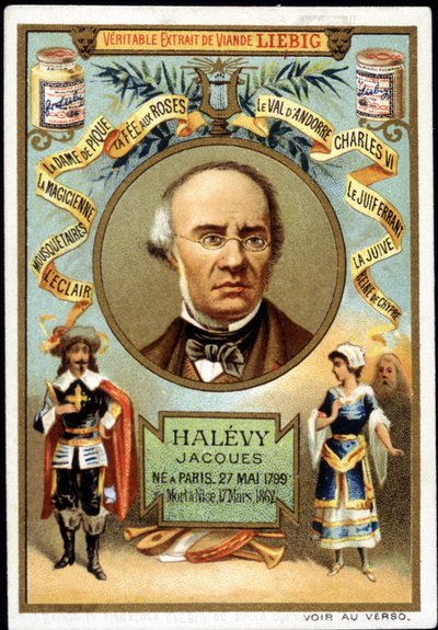 Halevy llamado Jacques Fromental Levy, compositor francés (1799-1862) como parte de la promoción de un producto Liebig. Siglo XIX de Unknown artist
