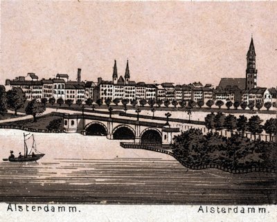 Hamburgo, Alemania: vista del Alsterdamm. en "El mundo ilustra 168 vistas" Sin fecha (finales del siglo XIX) de Unknown artist