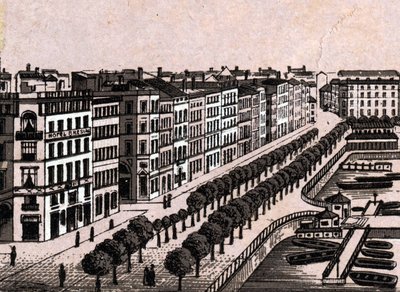 Hamburgo, Alemania: vista del antiguo Jungfernstieg (antiguo Jungfernstieg en Hamburgo). en “El mundo ilustrado 168 vistas” Sin fecha (finales del siglo XIX) de Unknown artist