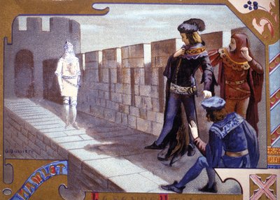 El espectro de Hamlet. Cromolitografía del siglo XIX de Unknown artist