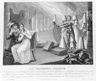 Venganza celestial - según el nuevo “El Vampiro” atribuido primero a Lord Byron (1788-1824), poeta inglés, luego a su secretario Polidori. 1816 de Unknown artist