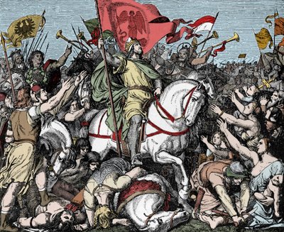 Enrique el Pajarero proclamado Rey de Francia Oriental - Enrique I de Germania (o de Sajonia, conocido como Enrique el Pajarero, 876-936) proclamado Rey de Francia Occidental en 919 de Unknown artist