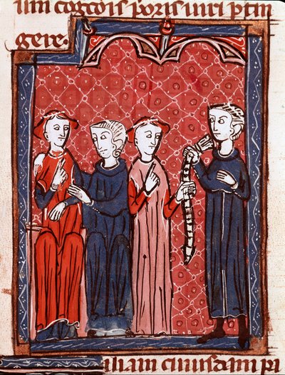 Historia del Derecho Canónico: “Mujer condenada al cinturón de castidad”. Miniatura tomada del “Decretum Gratiani” (Concordia discordantium canonum) que data de 1140 y regula las leyes y cánones de la Iglesia Católica Romana. Siglo XIII de Unknown artist
