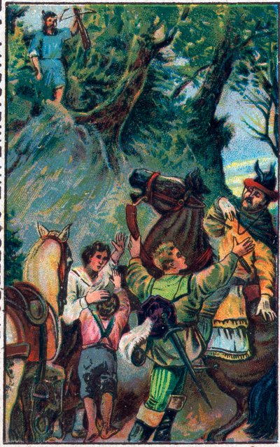 Historia de Guillermo Tell (William Tell) (héroe legendario de la independencia suiza): la muerte de Gessler. Cromolitografía de finales del siglo XIX. de Unknown artist