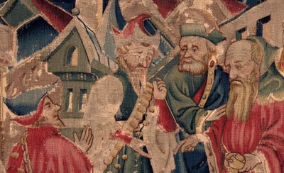 Historia de San Piat y San Eleuterio, Escena 14: La peste está aplastando la ciudad de Tournai (detalle) de Unknown artist