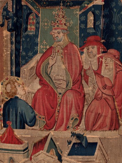 Historia de San Piat y San Eleuterio, Escena 9: San Eleuterio es confirmado como obispo de Tournai. Detalle. de Unknown artist