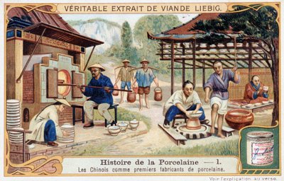 Historia de la porcelana: los chinos como los primeros fabricantes de porcelana - cromolitografía de Liebig de Unknown artist